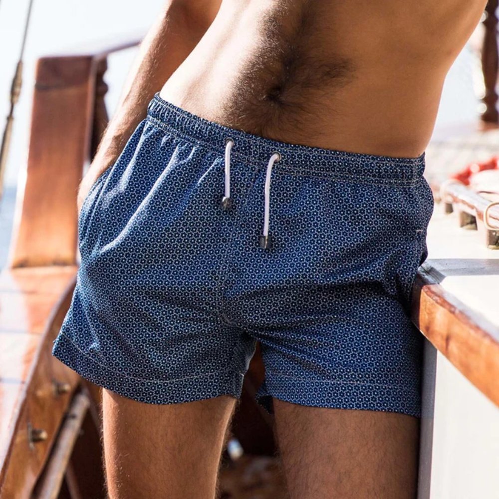 Marwida Men's Luxury Swim Trunks Mesh Lining Bue Coral Size Medium NEW